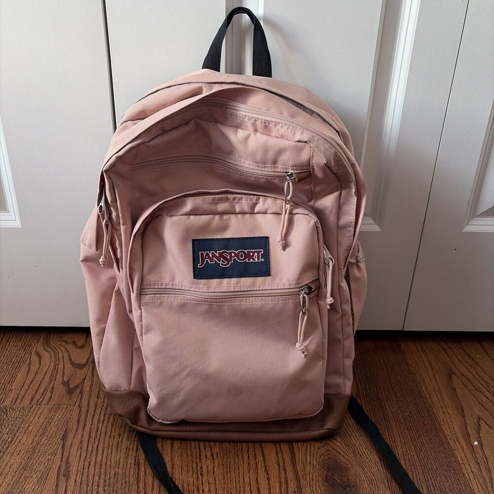 JanSport Cool Student Pink Laptop Backpack Padded 17in School Bag Bottle Pouch